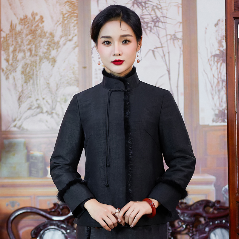 香云纱唐装女士上衣外套短款