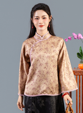 华族经典唐装女装中国风年轻款开襟盘扣香云纱茶服旗袍上衣250810