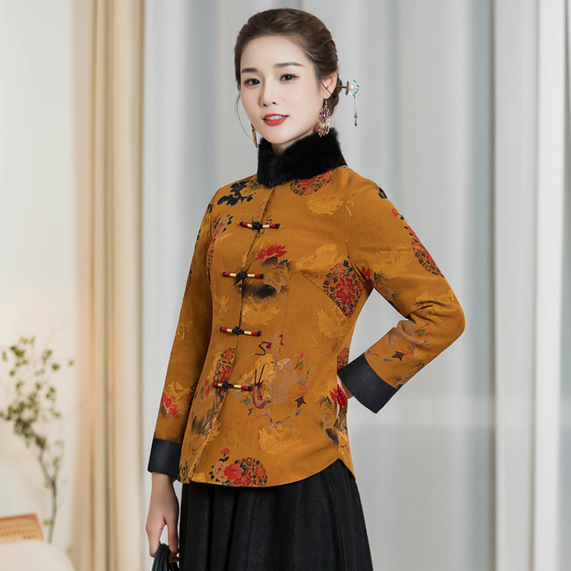 香云纱棉服唐装女中国风