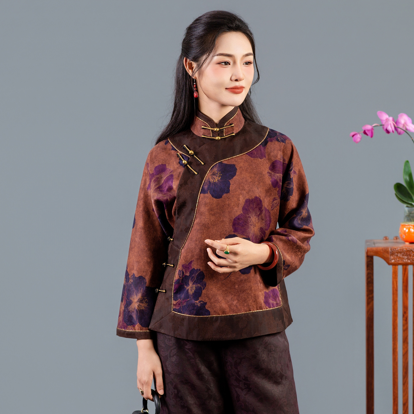 华族经典改良旗袍唐装上衣桑蚕丝