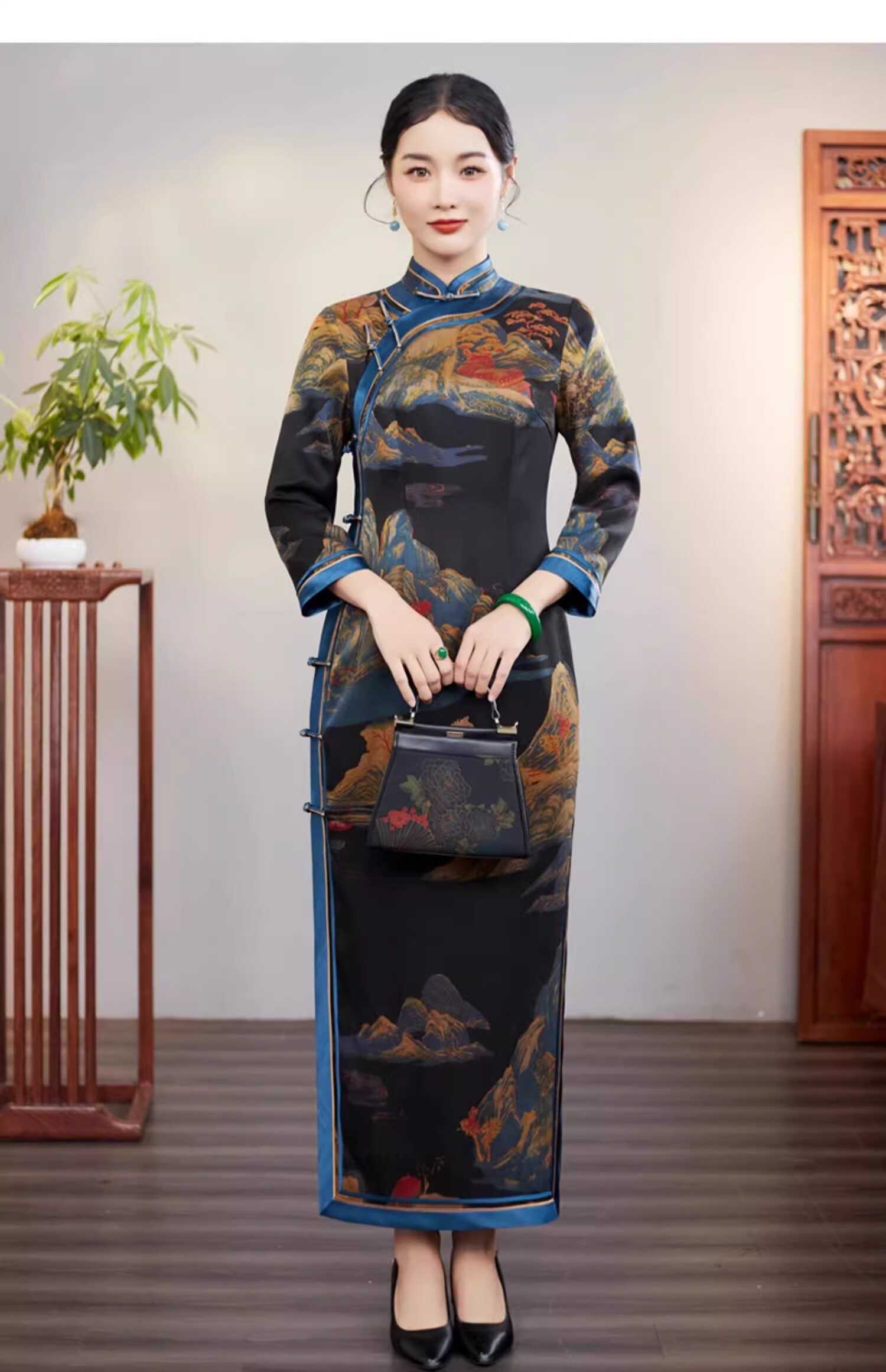 气质妈妈修身旗袍新中式2024新款