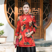 旗袍上衣中长款 2025年春季 中式 华族经典 复古开襟盘扣优雅女士唐装