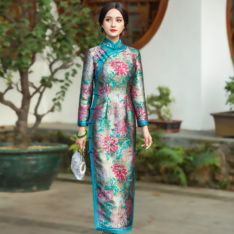 华族经典秋冬新款开襟优雅风旗袍