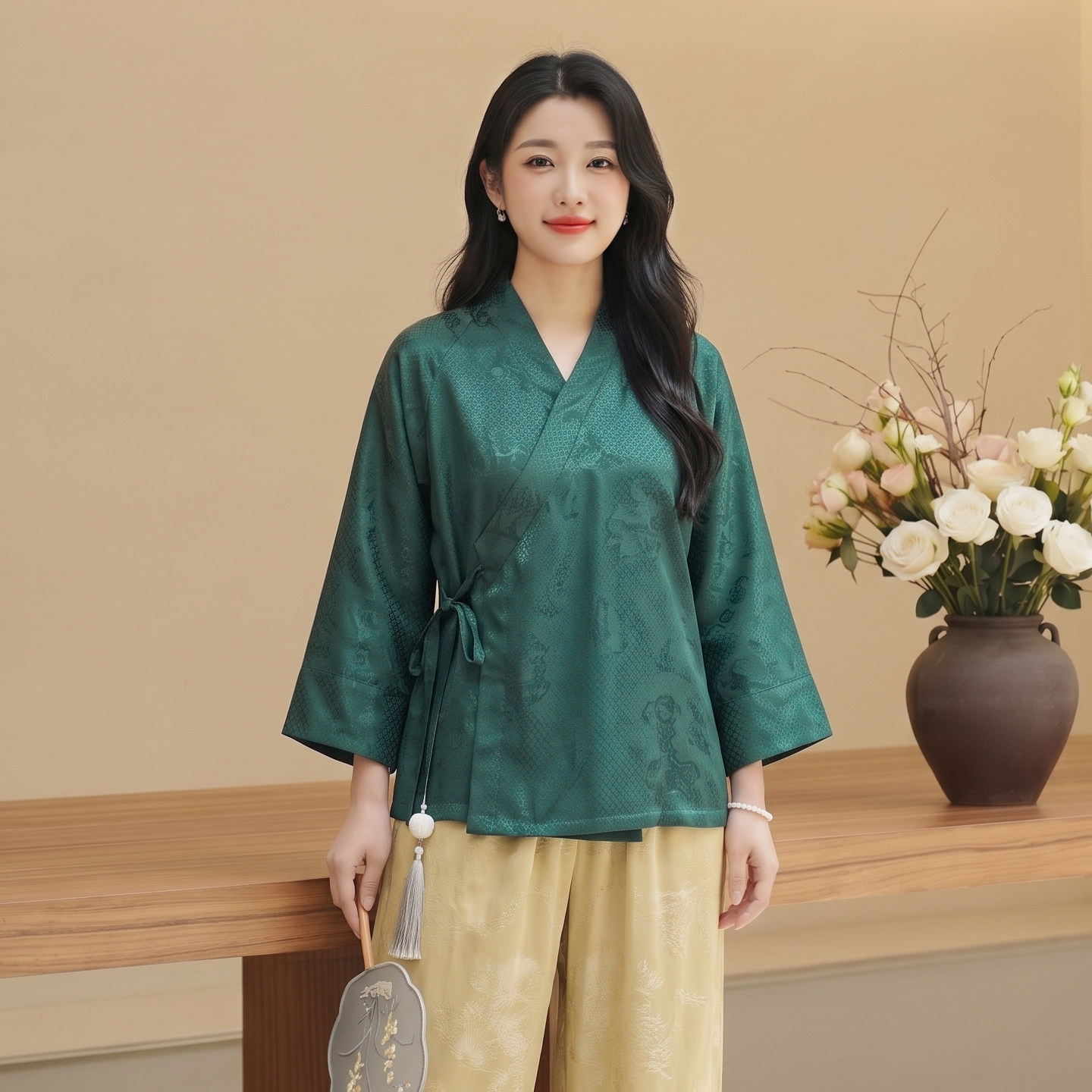 华族经典旗袍上衣宽松新中式盘扣桑蚕丝休闲国风汉服改良唐装女