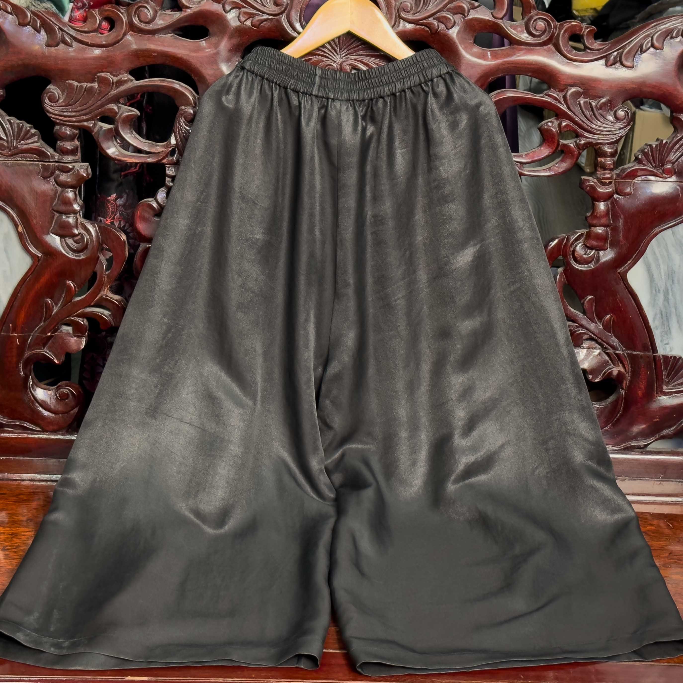 华族经典夹棉加厚花苞裤高腰显瘦直筒裤香云纱60姆长款阔腿裤福景