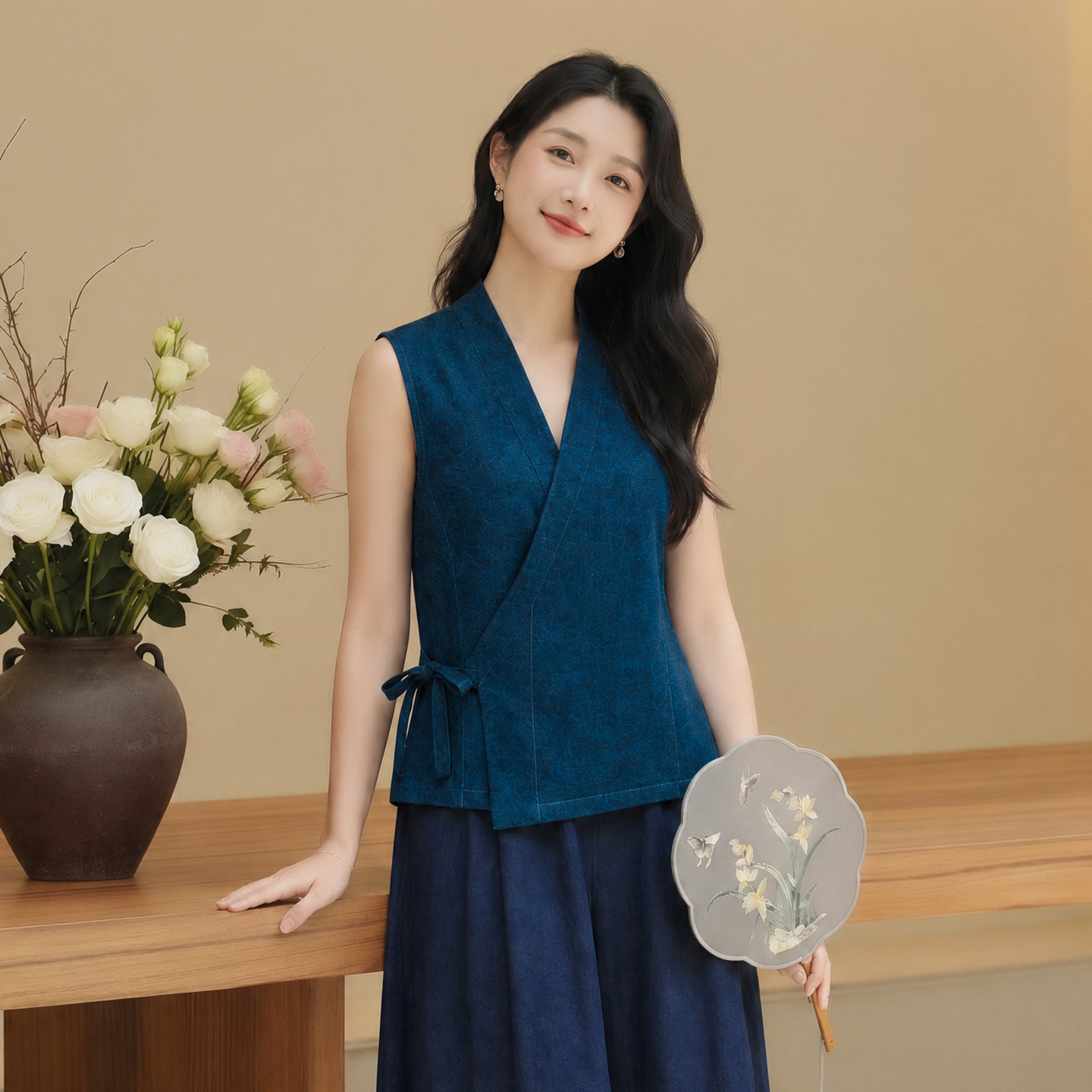 华族经典改良唐装女香云纱桑蚕丝V领休闲新中式双面穿汉服上衣夏