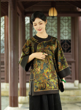 如意重缎香云纱经典太太服华族
