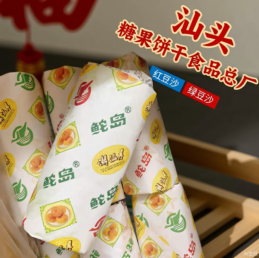 【拍2条包邮】汕头糖果饼干总厂月饼绿豆沙红豆潮式捞饼酥皮鮀岛