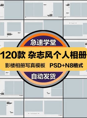 高级时尚简约杂志风个人写真相册psd模板方版10寸n8设计简洁排版