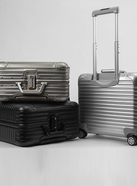 eben半开合宽体铝镁合金电脑拉杆箱多袋多层纯色男女行李箱17寸