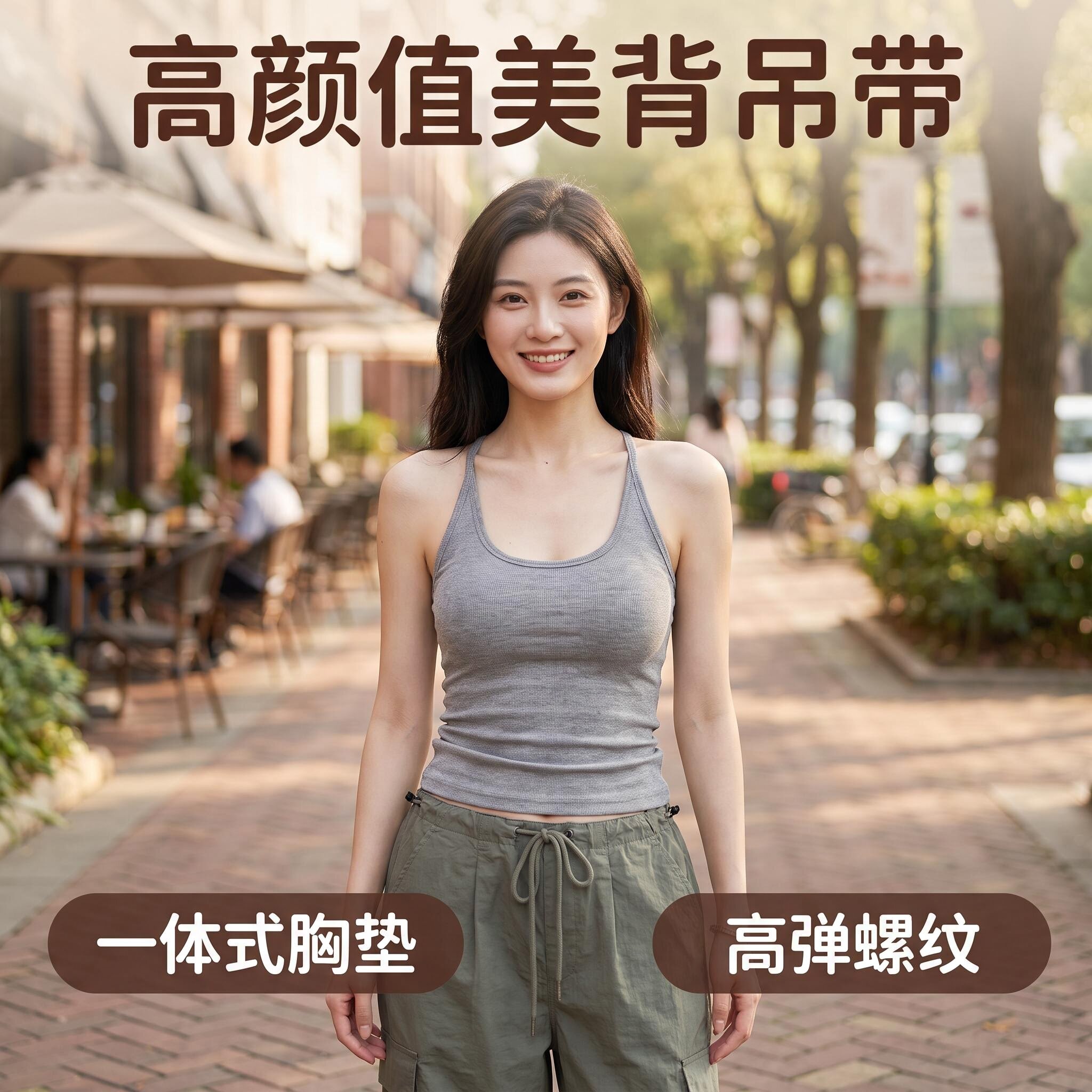 小红书同款修身挂脖吊带背心