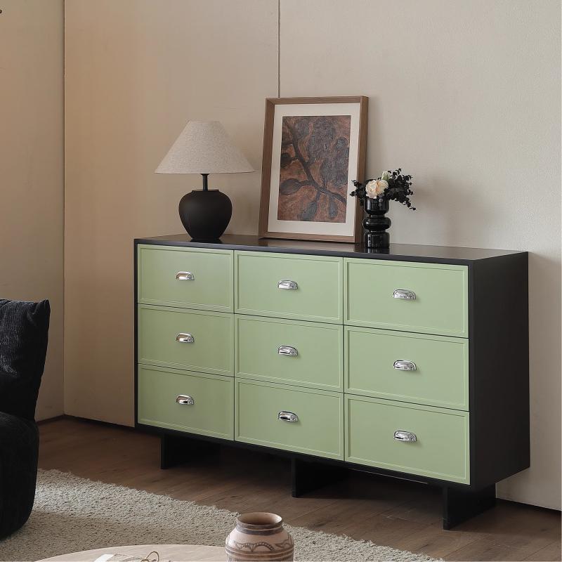 现代九斗柜家用复古边柜多巴胺玄关柜客厅收纳柜储物柜抽屉柜