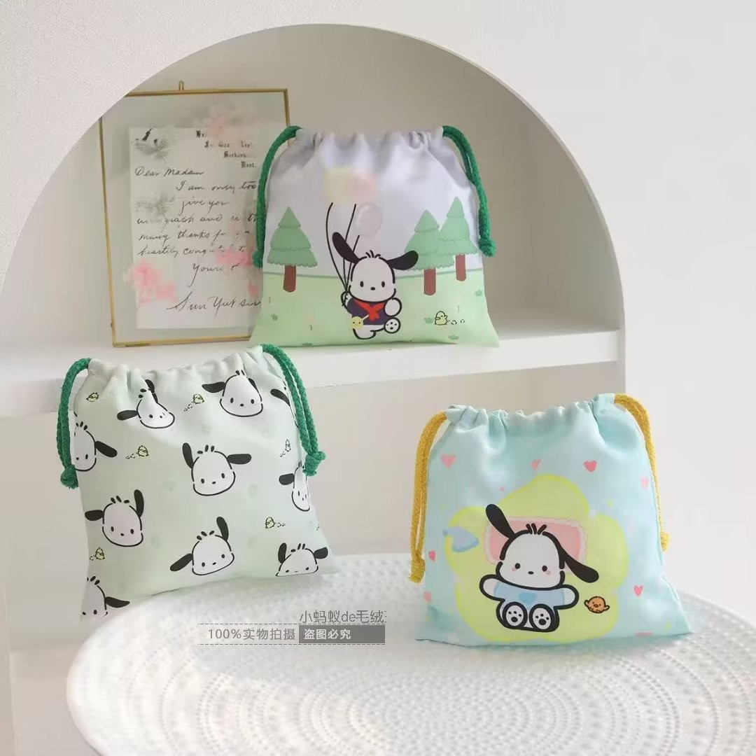一件包邮可爱卡通帕恰狗印花帆布抽绳束口袋收纳袋整理袋杂物收纳