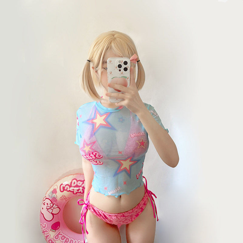 可爱少女花朵三件套辣妹比基尼