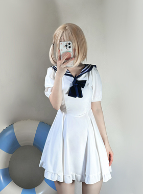 日系可爱少女甜美学生校园海军JK水手服温泉保守分体裙式泳衣女