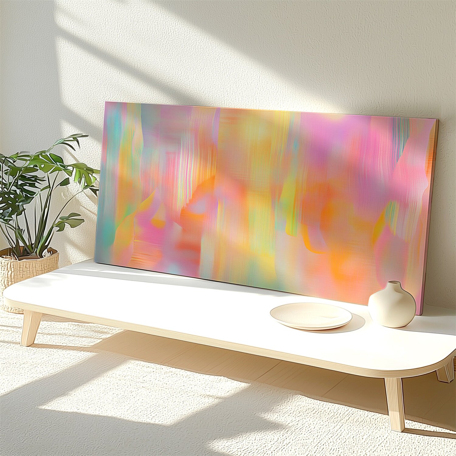 布纸有爱 虹彩 原创ins风抽象装饰画小众客厅背景墙横版单幅挂画