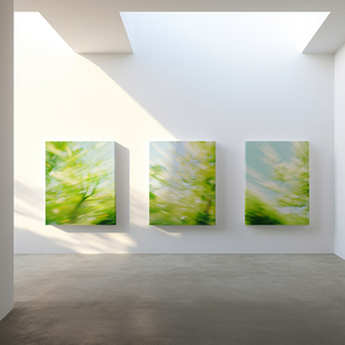 春涟小清新治愈系风景装饰画客厅挂画印象派三联壁画