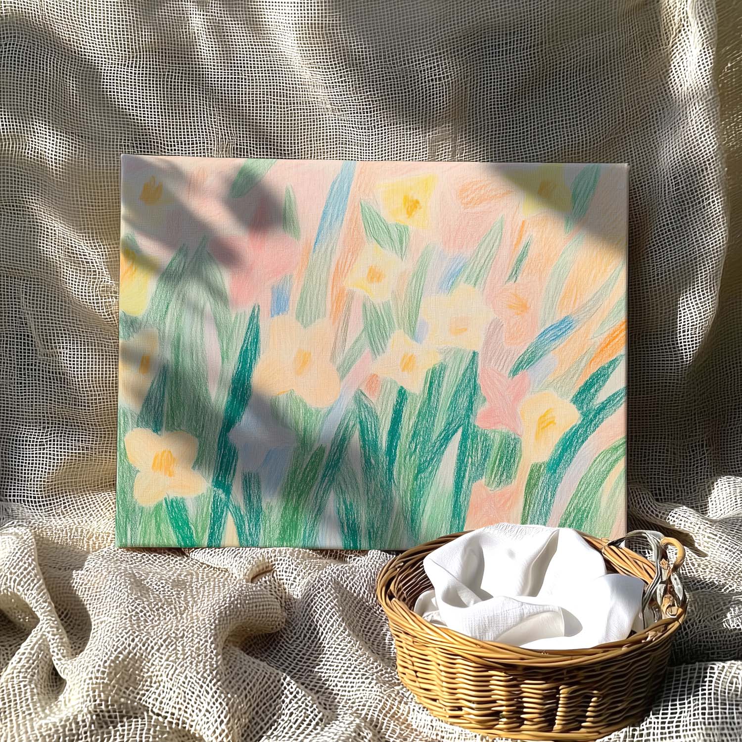 布纸有爱 童趣涂抹 简约现代花卉装饰画小众儿童房挂画横版单幅画图片