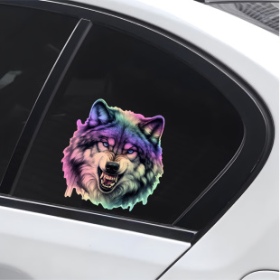 猛兽狼头贴画动物图案凶猛狼车贴门贴墙贴行李箱装饰贴画自粘贴