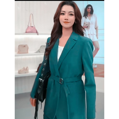 【民族】竖条纹腰带扣带西装