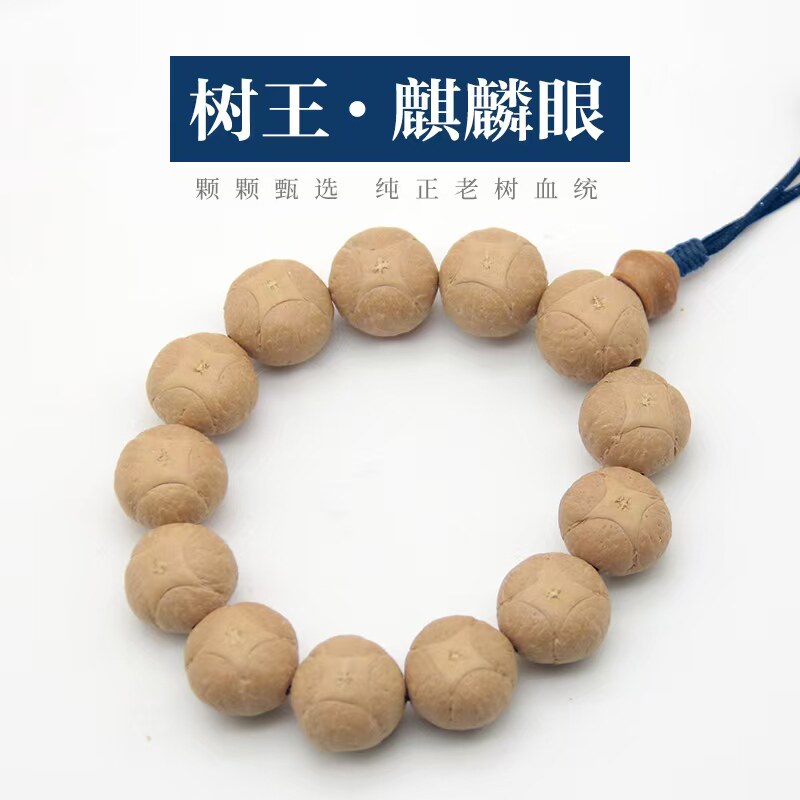 【麒麟眼菩提】树王麒麟眼石头实心籽尼泊尔黄皮手串手持佛珠原籽