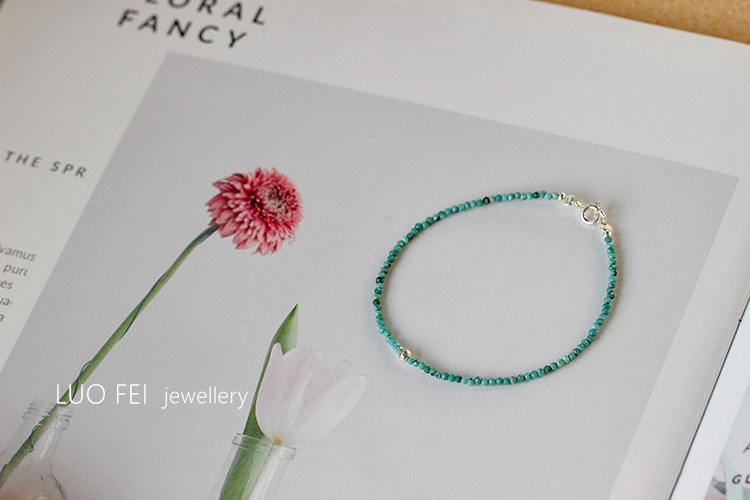 틈새 디자인 원시 광석 천연 정통 청록색면 초박형 팔찌 BESTIE 12 월 탄생석