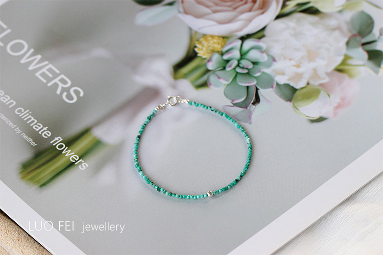 틈새 디자인 원시 광석 천연 정통 청록색면 초박형 팔찌 BESTIE 12 월 탄생석