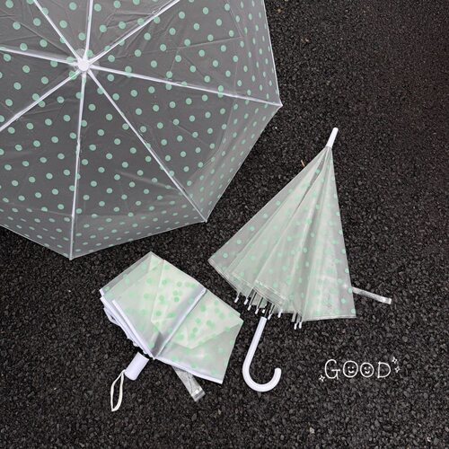 少女风波点透明长柄防晒防雨伞