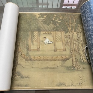 1:1美国克利夫兰美术馆藏画真迹高清复制明仇英独乐园图手卷装裱