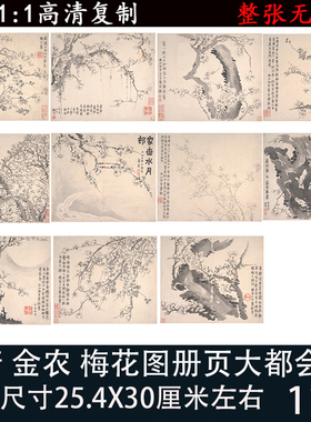 金农画集梅花图册大都会高清微喷复制国画古字画临摹学习装饰画