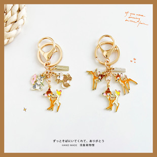 日系森系ins卡通桑普邦妮兔子小鹿斑比钥匙扣挂件U盘防丢包配饰品