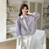 26春全新2B227拼色衬衫领假两件夹克390P165K268，女装短外套，2B227