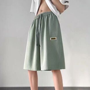 冰丝睡裤 男宽松捡漏夏季 子外贸过膝短裤 青少年运动五分休闲裤