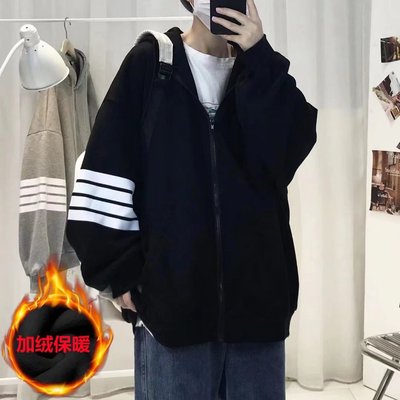 干活开衫卫衣男秋冬季加绒加厚i