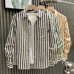 外套薄款 衬衫 男士 夏季 高级感痞帅捡漏 条纹耐磨脏衬衣冰丝工装