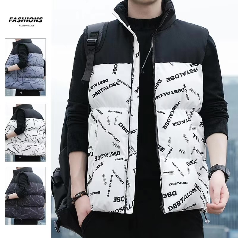 保暖防风抗寒无袖坎肩拼接棉外套