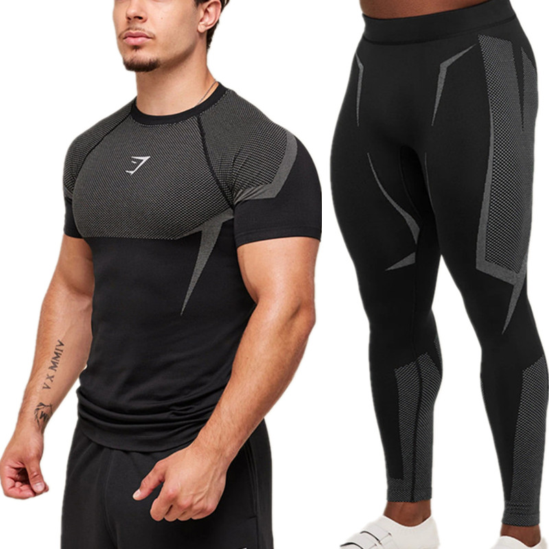 GYM男士健身运动短袖紧身套装