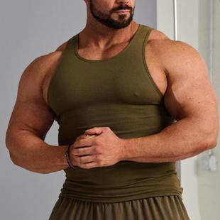 YOUGLA夏季冰丝罗纹健身运动休闲修身男士背心男工字肌肉背心男