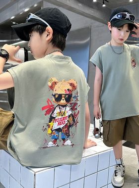 少儿爵士舞灰色西装马甲套装男孩街舞Popping演出服locking女孩秋