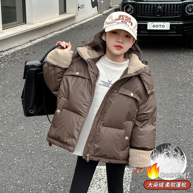 女童加厚90白鸭绒羽绒服外套冬季