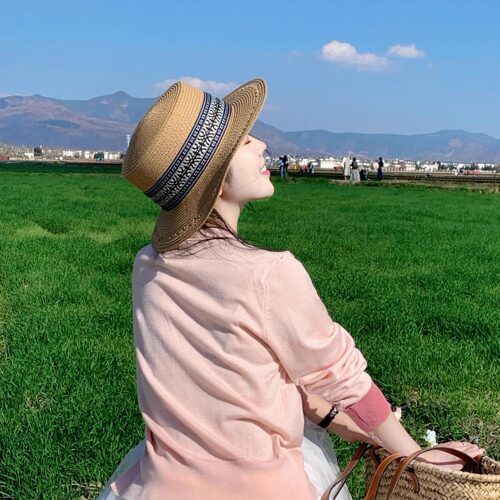 民族风平顶小礼帽女复古风遮阳帽