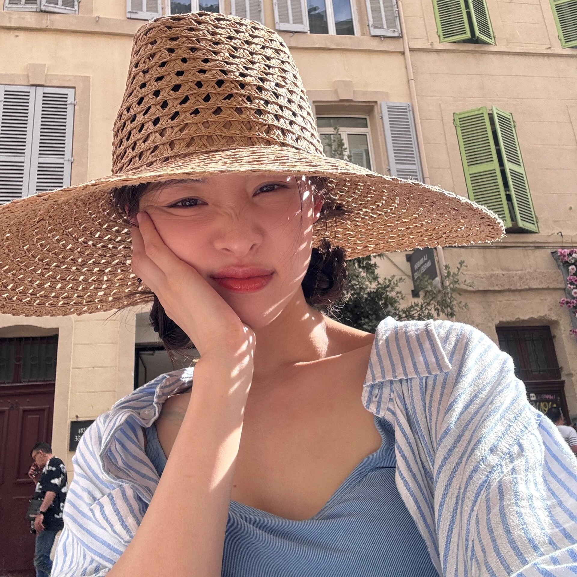 欧美风大帽檐镂空透气草帽女款英伦复古夏防晒遮阳帽子海边沙滩帽