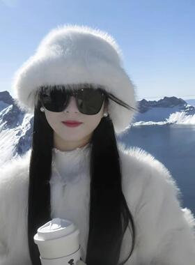 毛茸茸仿皮草帽子女冬优雅气质女