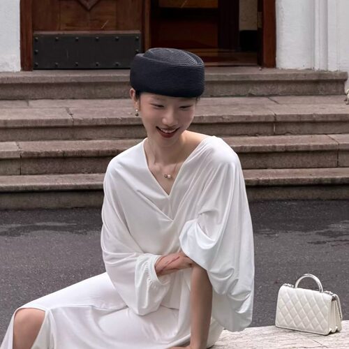 春夏草编透气八角帽空姐度假礼帽