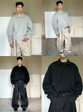 TRENDYWU 美式“POLO”复合太空棉500克加厚弯刀解构立裁廓形卫衣