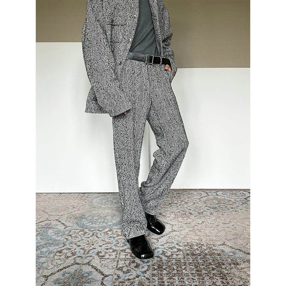 TRENDYWU24AW复古提花西裤