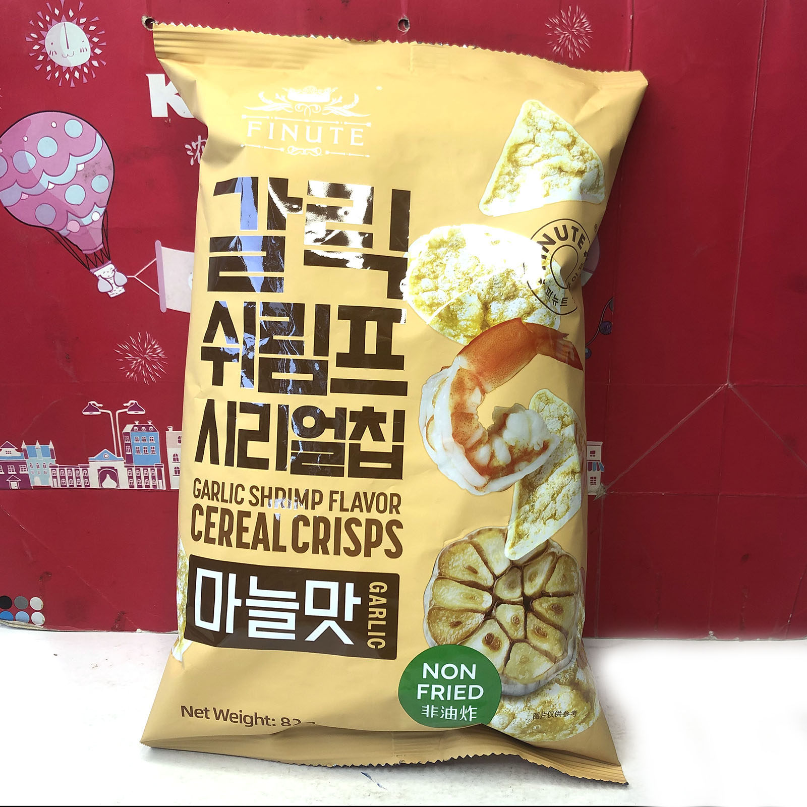 临期特价 韩国进口大蒜虾味谷物脆片82g膨化食品休闲零食小吃