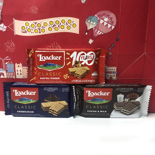 临期 奥地利进口莱家榛子味可可牛奶味威化饼干45g休闲零食下午茶