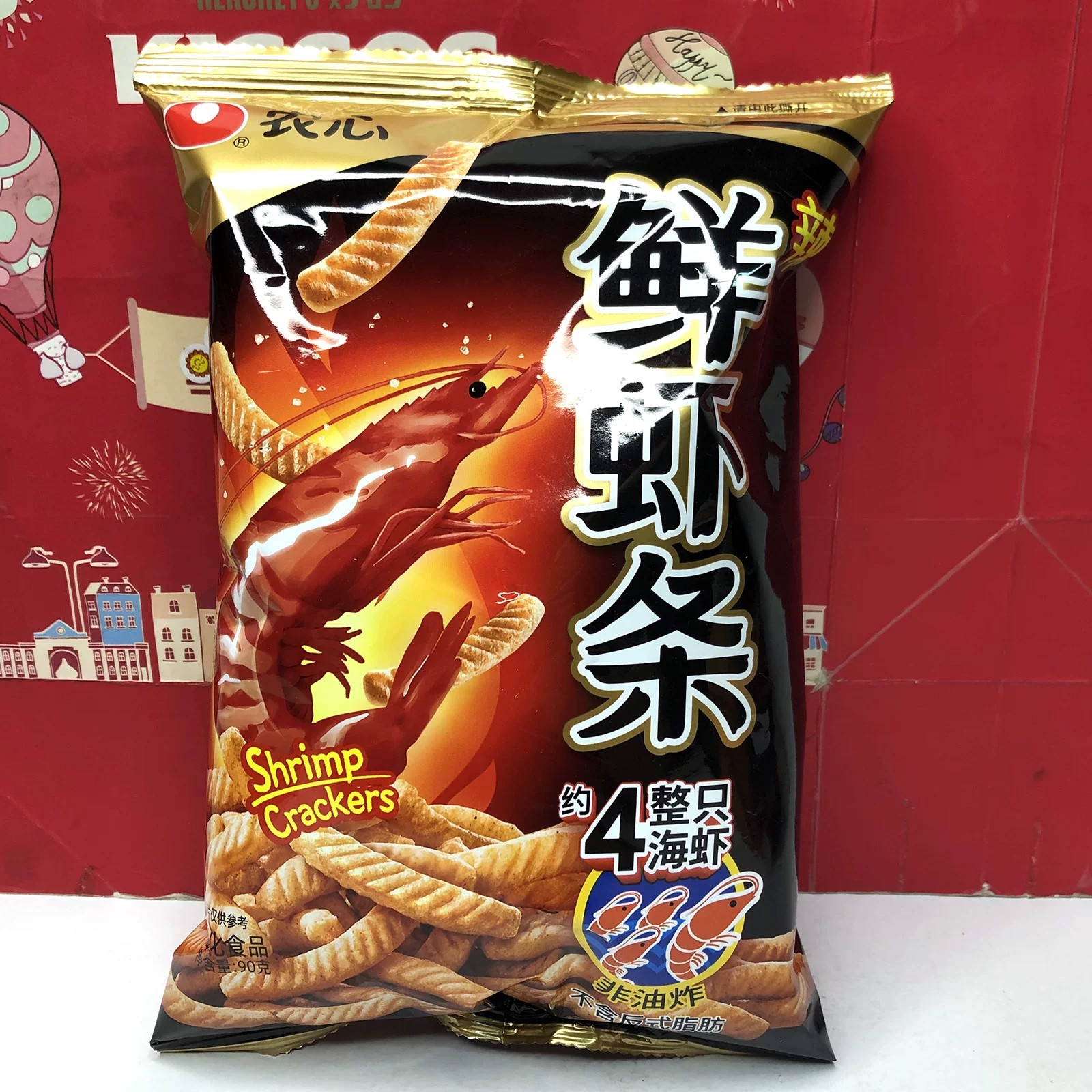 临期清仓 韩国品牌辣味鲜虾条90g美味休闲零食小吃膨化