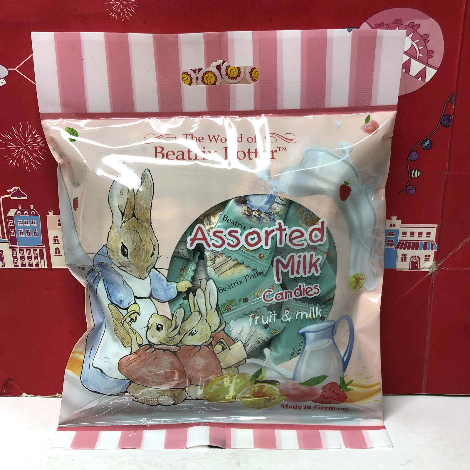 临期特价德国进口比得兔树莓味奶糖糖果150g散装称重伴手礼送女友